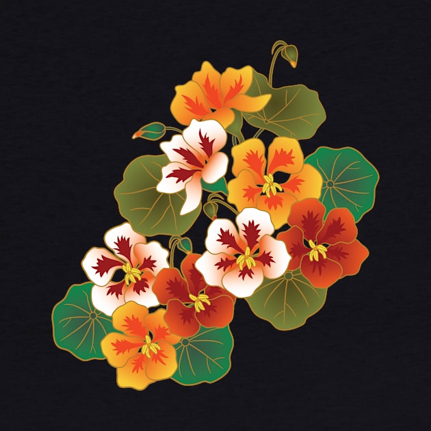 Nasturtium Garden-Navy by Pamelandia